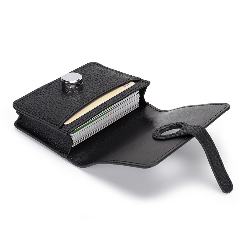 Fashion Cow Leather Card Bag Women Business Card Holder With Belt Large Capacity Small Credit Card Business Card Wallet
