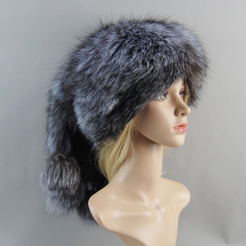 womens Russian Ushaka pilot hunter real fox fur bomber hat fox fur hat dome Mongolian hat natural raccoon fur hat 241106