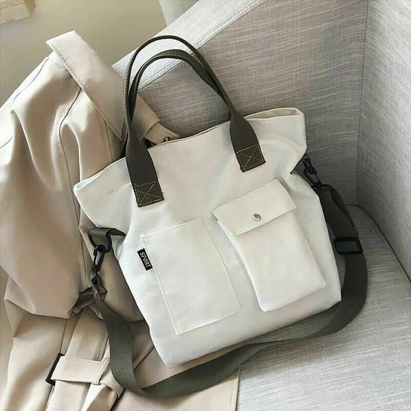 Canvas Tote Bags Women Luxury Designer Multi-pocket Shoulder Bags Black White Ladies Crossbody Bags Large Shopping Bags Handbag