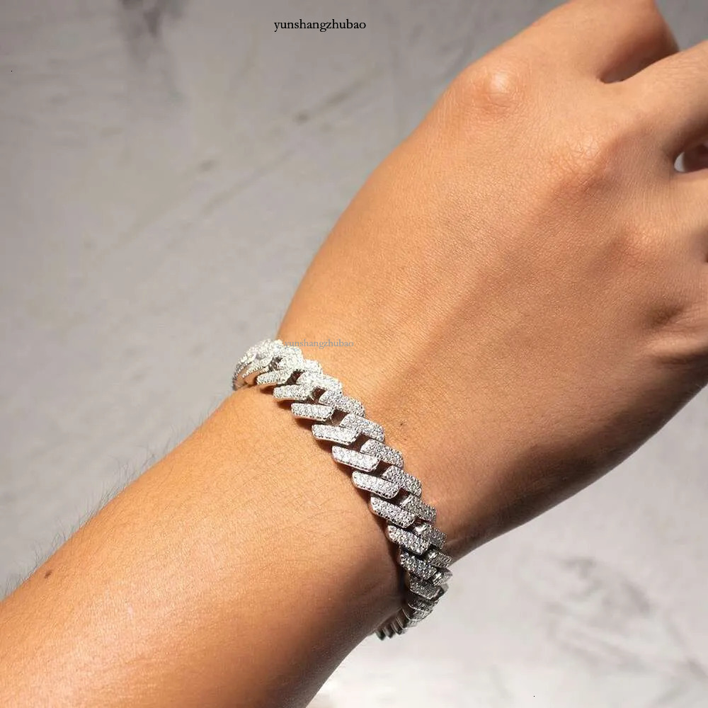 Hip Hop Mens Moissanite 8mm 10mm 12mm Width 2 rows S VVS Cross designer Hot bracelet