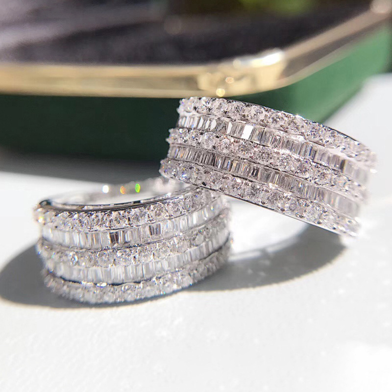 Choucong Handmade Sparkling Wedding Rings Luxury Jewelry 925 Sterling Silver Princess Cut White 5A Cubic Zircon CZ Diamond Party Women Engagement Band