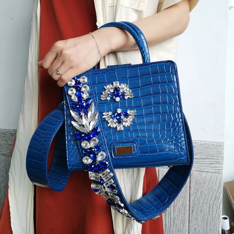 Bolso de mano con correa de cristal para mujer, bolso de mano de diseñador de marca de lujo, bonito bolso de moda, gran oferta