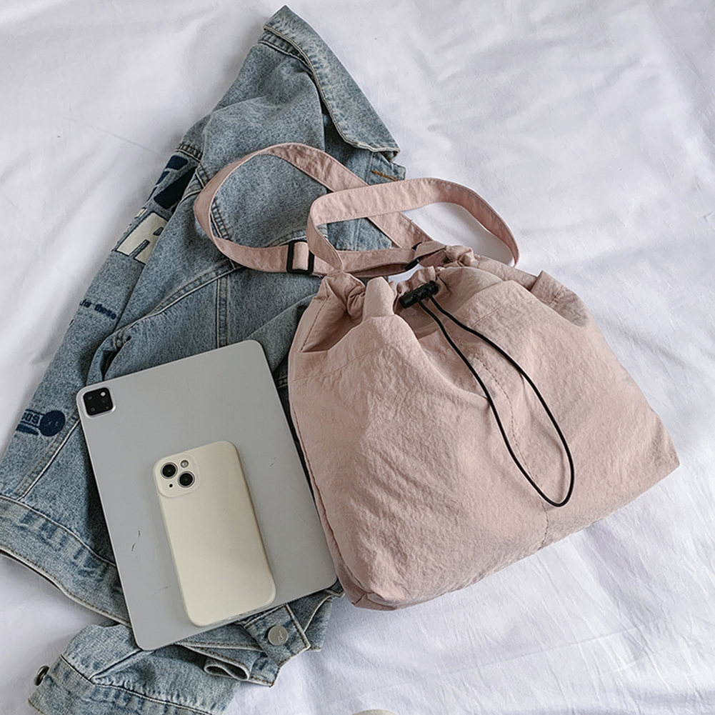 New Nylon String Bucket Bags Korean Style Drawstring Soft Crossbody Bag Large Capacity Casual Shoulder Bag Fashion Women's Bag