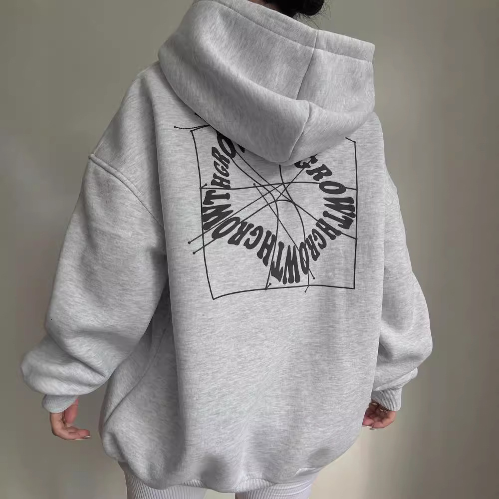 New women's casual and fashionable letter printed multifunctional top, long sleeved hooded sweater, designer trendy hoodie