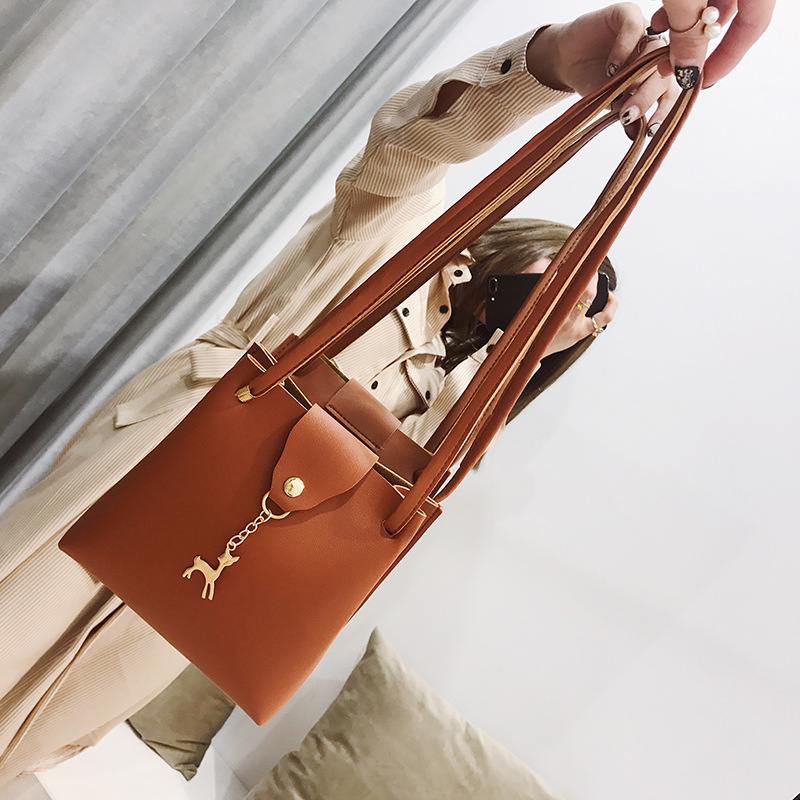 Reindeer Design Women Handbags Bambi Women's Drawstring Bucket Messenger Mini PU Leather Shoulder Crossbody Bags Ladies Handbag