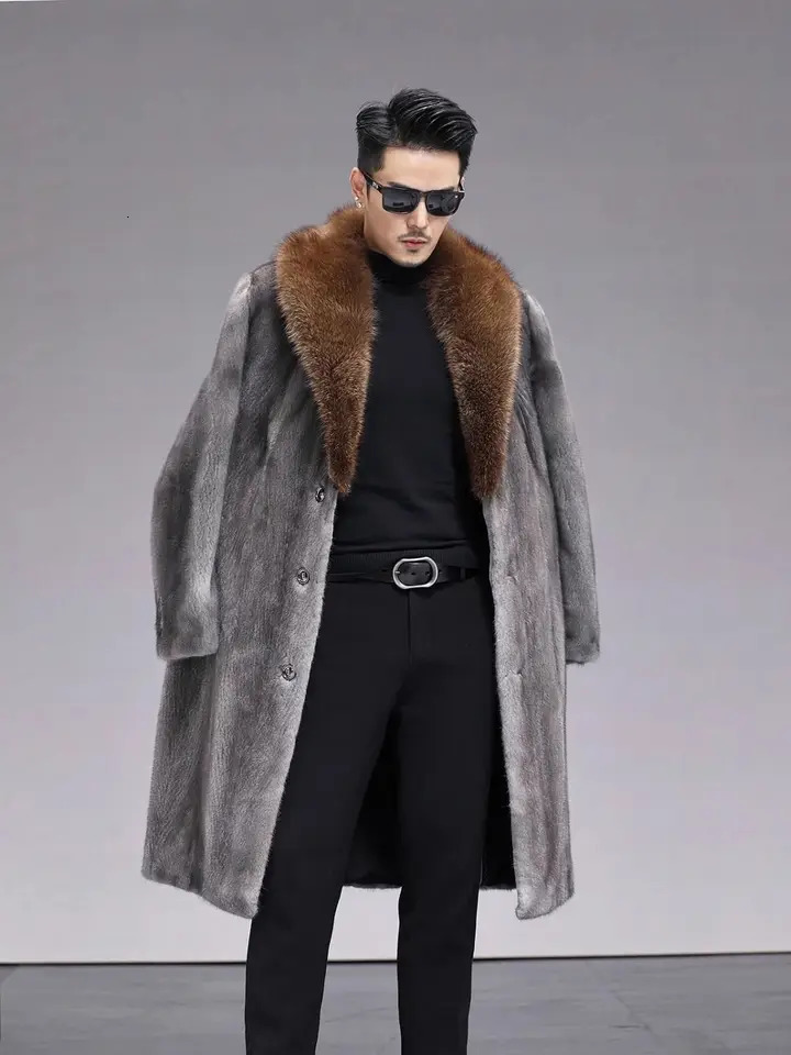 mink full mink mens fur imported velvet mink coat medium long fur mink coat 241107
