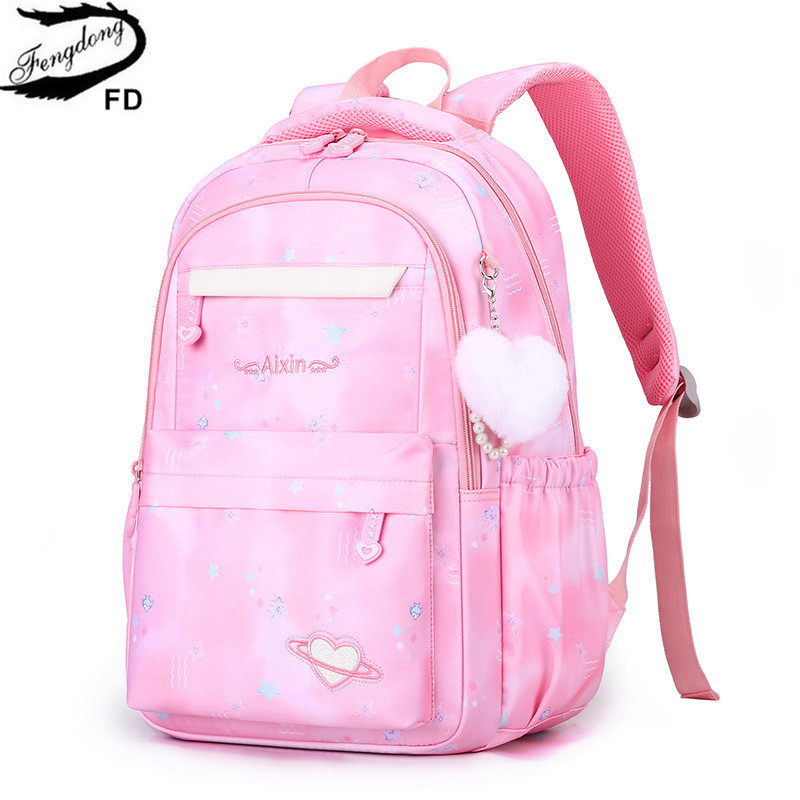 cute pink school backpack large capacity book bag kids school bags for girls travel shoulder bag elementary student backpack