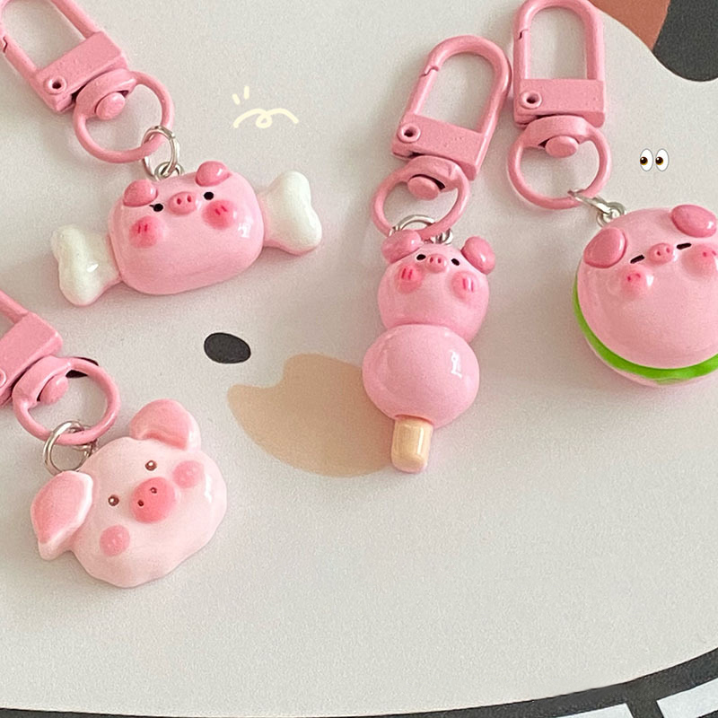 Three Dimensional New Cartoon Cute Pink Pig Keychain Kawaii Piglet Doll For Woman Bag Key Pendant Jewelry Student Gift