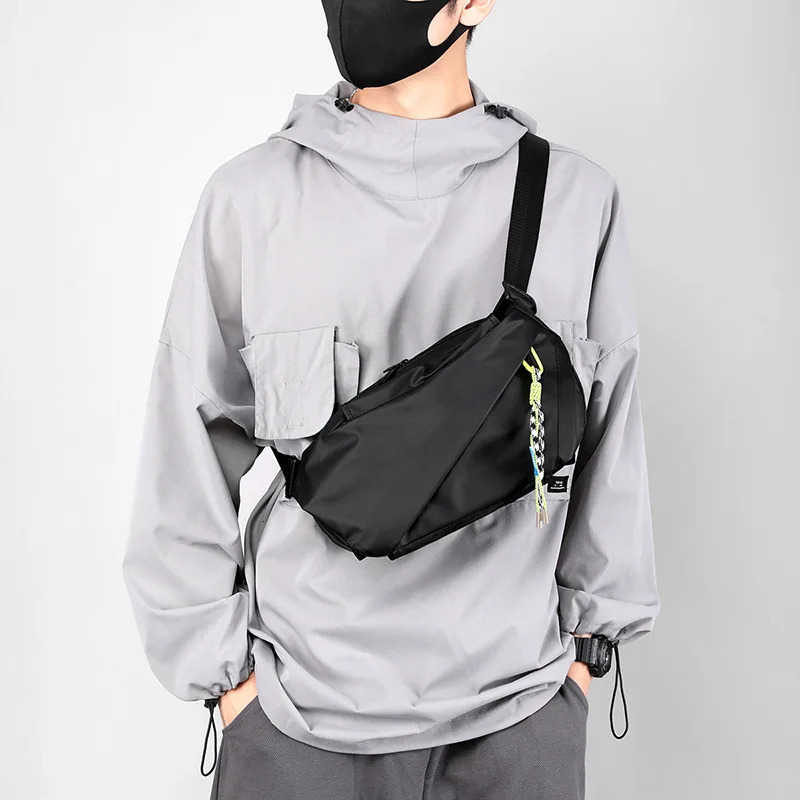 Men Shoulder Chest Bag Nylon Waterproof Outdoor Sport Running Cycling Belt Large Capacity Travel Phone Pouch Messenger 241106