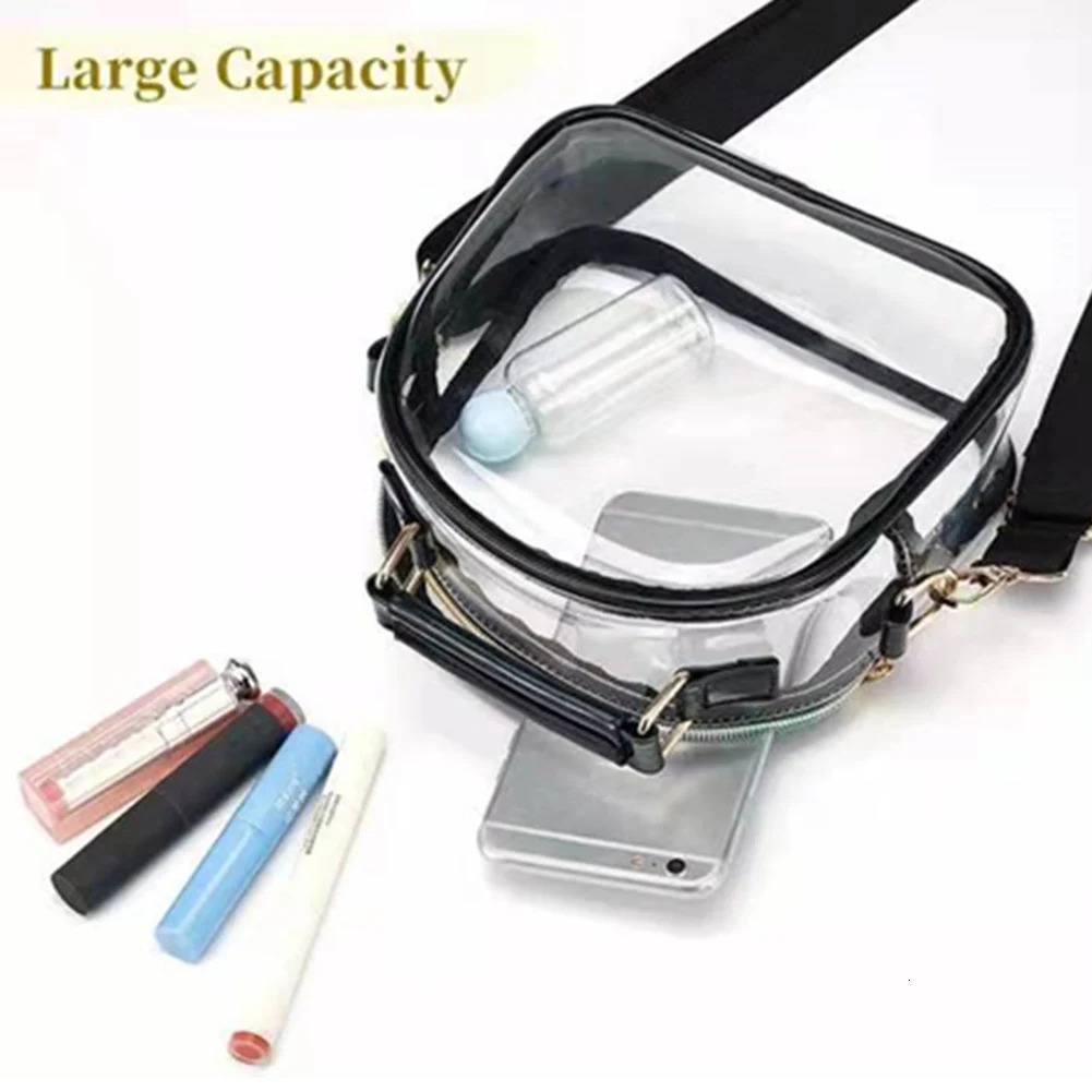 INS Womens PVC Transparent Cross Body Bag Stadium Approved Transparent Shoulder Handbag Small Summer Outdoor Top Handbag Wallet 241106