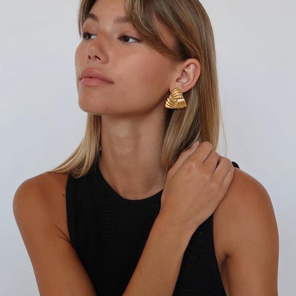 Ins Geometric Stainless Steel 18K Gold Earrings for Women Croissant Shape Earrings Parties Wedding Gifts Factory Wholesale Customization