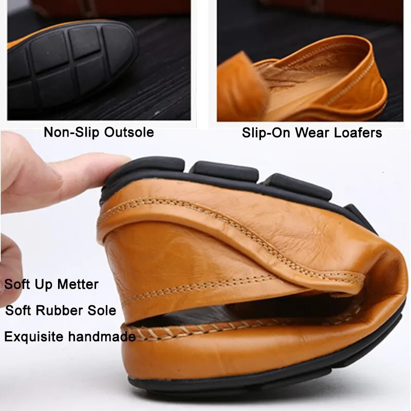 Men Loafers Leather Shoes For Men Casual Shoes Moccasins Breathable Sneakers Men Driving Shoes Comfort Flats 241106