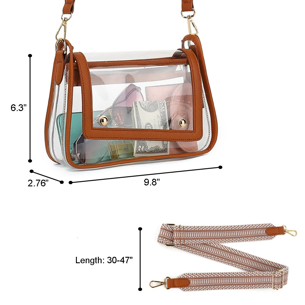 Clear Satchel Bag Purse Stadium Approved for Women Small Clear Crossbody Bag Fashion Cute See Through Clutch Mini Shoulder Bag 241107ww