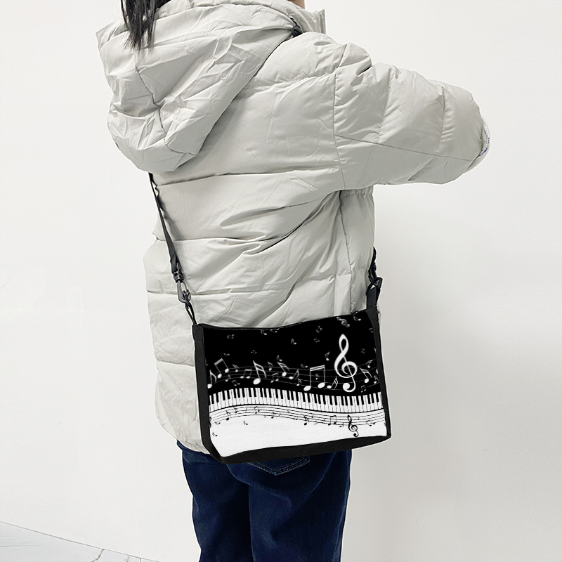 Music Note Print Handbags Women Causal Shoulder Bags Piano Guitar Crossbody Bag Girls Satchel Fashion Messenger Bag Gift