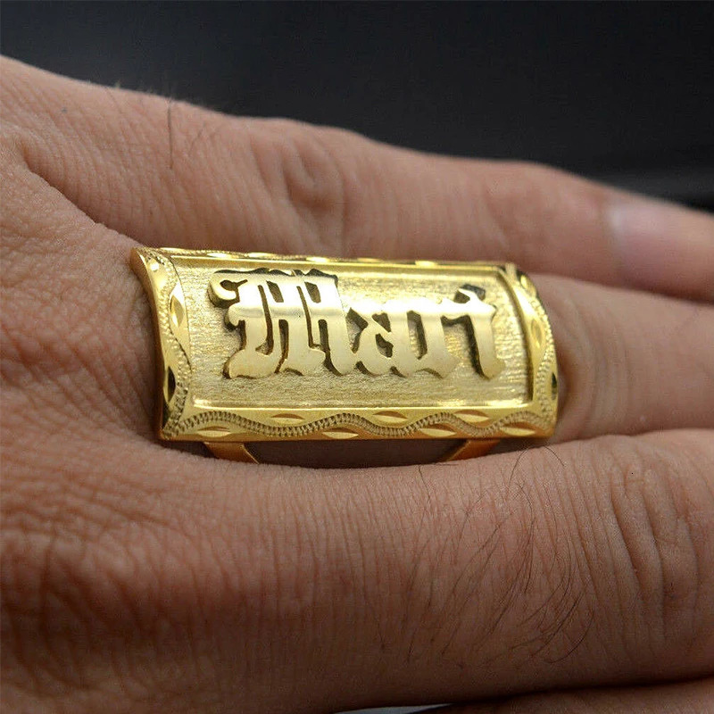Customized Personalized Gold Ring Stainless Steel Ring Customized Name Ring Boyfriend Husband Gift Neutral Hip Hop Charm Jewelry 241106