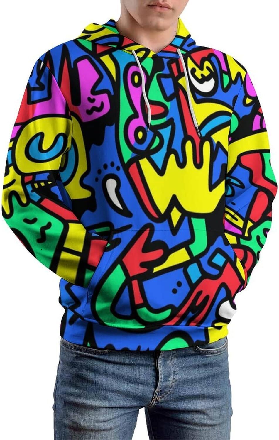 Hoodie for Mens Womens Unisex Novelty Hip-Hop Graffiti Hoodie, Stylish Street Personality Graffiti Sweatshirt Graphic Trendy graffiti patterns