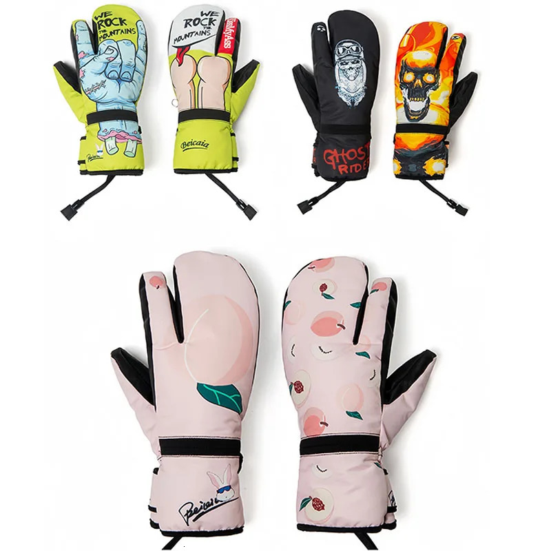 Outdoor skiing gloves touch screen skiing gloves winter wool warm mens windproof skiing board gloves 241107