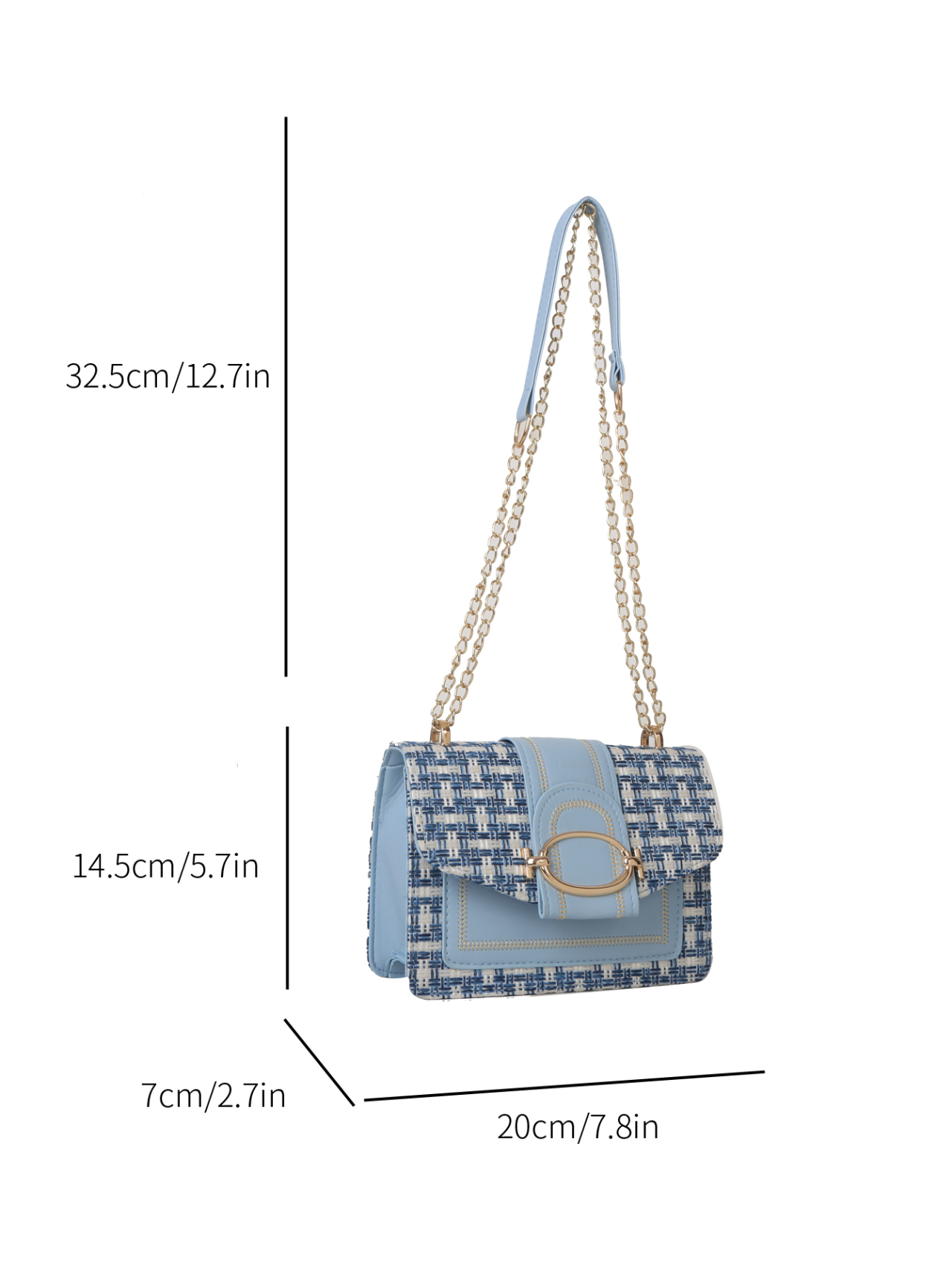 Checkered metal chain single shoulder bag, women's lock buckle, crossbody commuting small square women