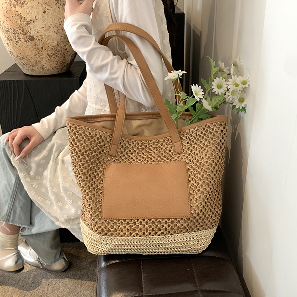 Women's Large Capacity Shoulder Bag Summer Straw Woven Basket Handbag Bag Fashion Female Luxury Designer Beach Bag Bali Shopper