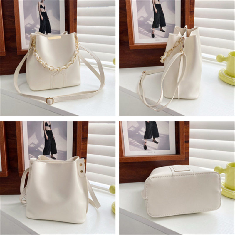 2023 New Pu Leather Bucket Bag Simple Handbags Famous Brands Women Shoulder Bag Casual Big Tote Vintage Ladies Crossbody Bags