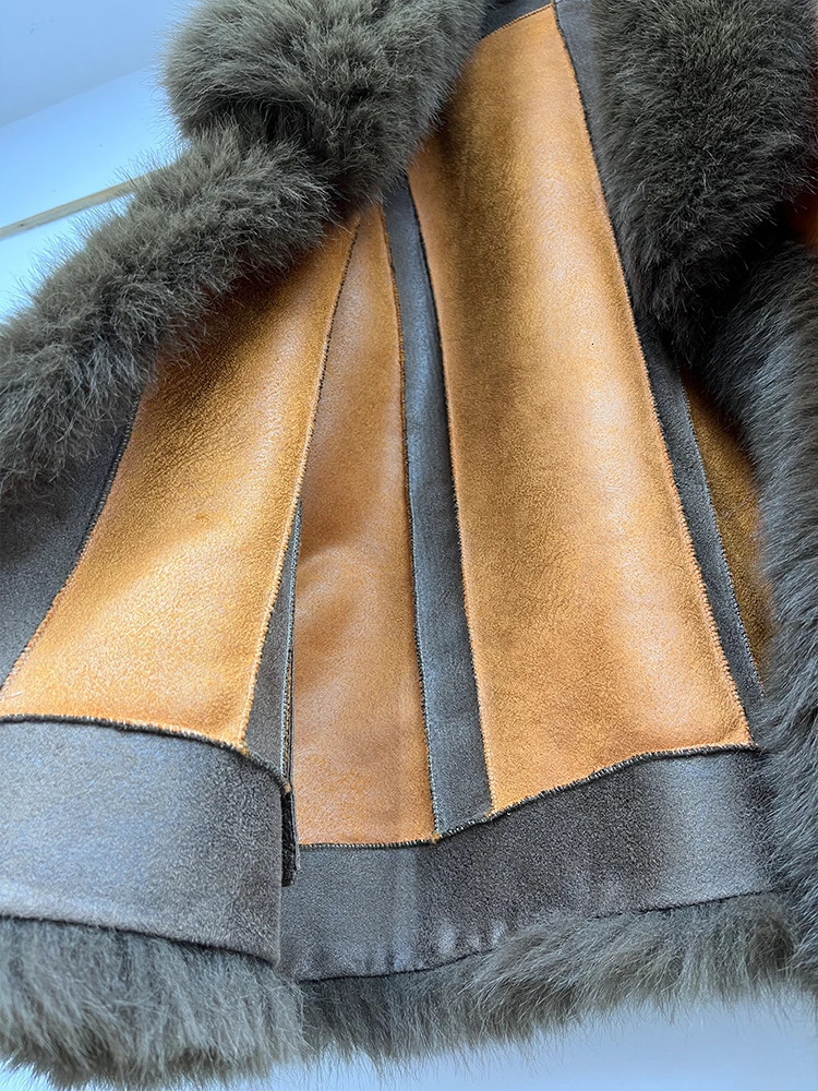 Winter womens faux mink jacket faux fur coat fabric thick warm jacket oversized fashionable streetwear V-neck jacket 241107