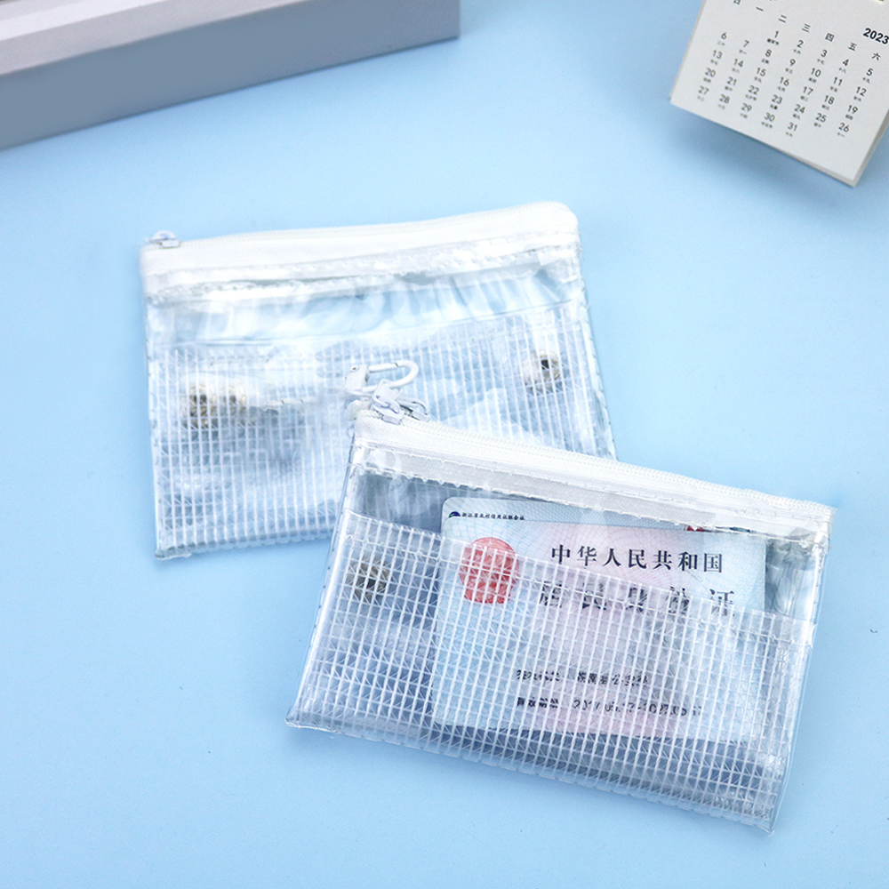 Multi-layer Waterproof Coin Purse Wallet Washable Transparent Card Holder Zipper PVC Storage Bag Foldable Portable Multifunction