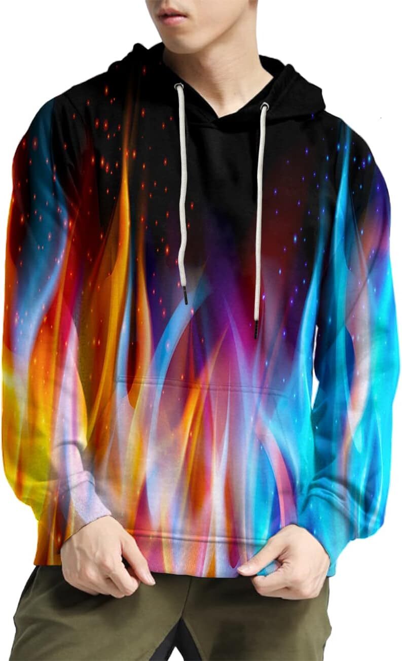 Hoodie for Mens Unisex 3D Printed Hoodies Casual Workout Hoodie Sweater Sweatshirt Graphic Hoodies sweatshirt Cool Orange Blue Pattern