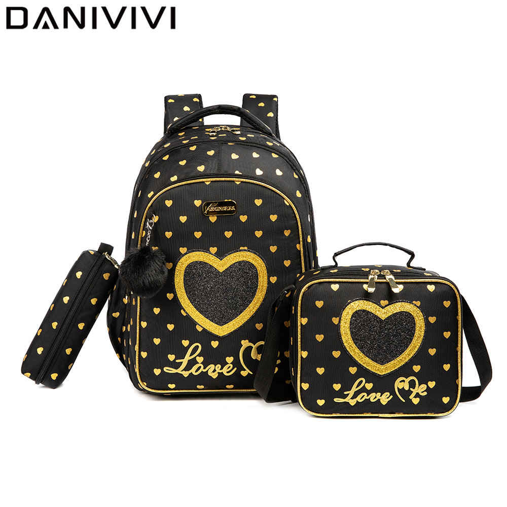 New 3 Pcs/set School Backpack for Girls Kids Children High Quality Backpack Schoolbag with Lunch Box Mochilas Para Estudiantes