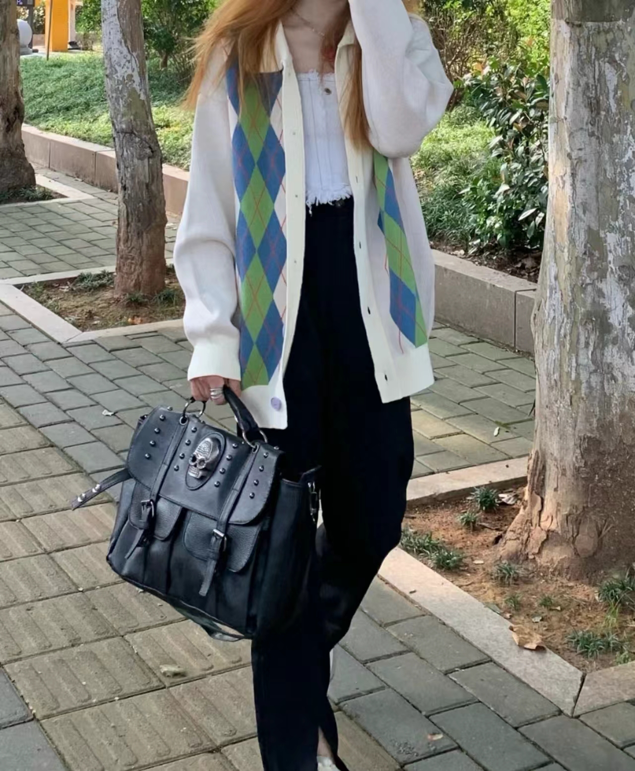 Black Large Capacity Shoulder Bag Skill Pattern Y2K Style Crossbody Bag Faux Leather Casual Fashion Skeleton Punk Bag