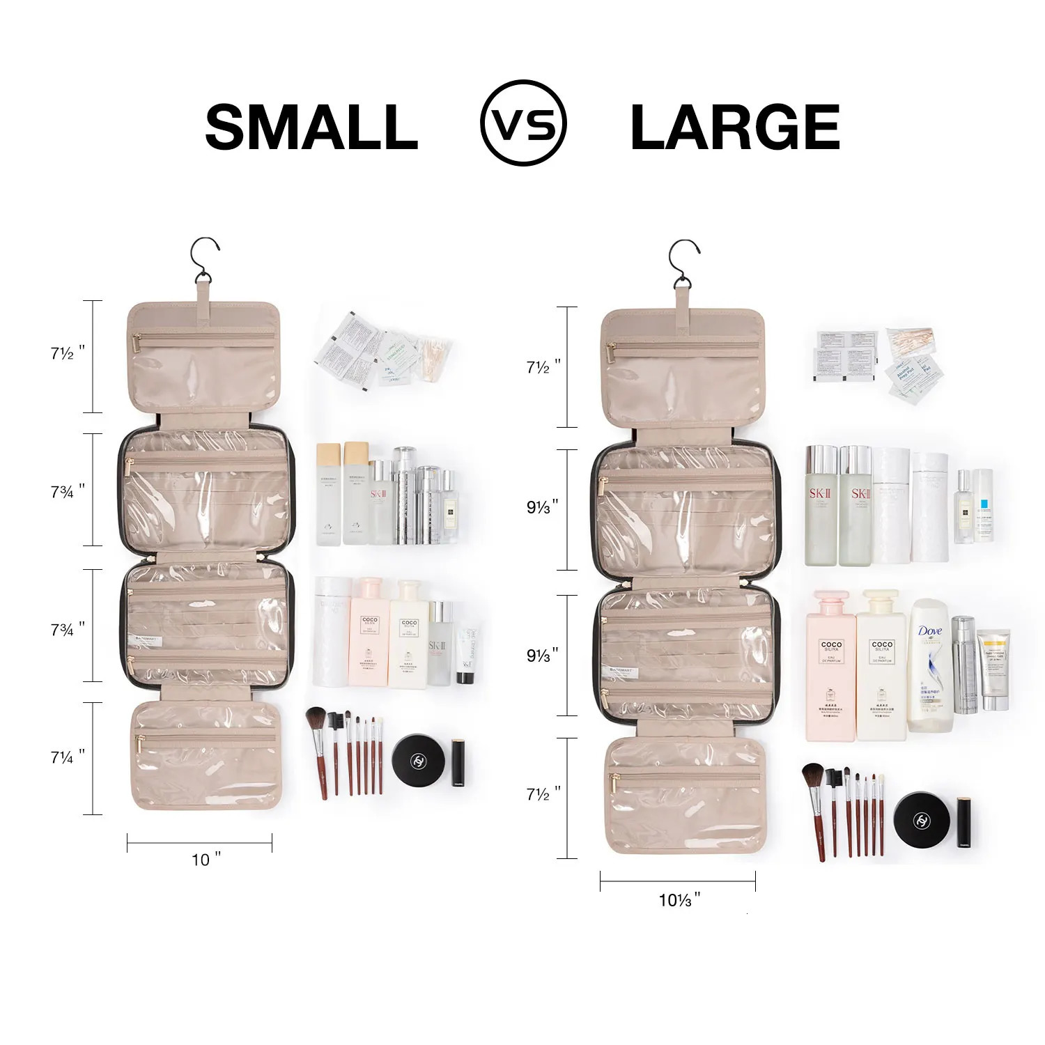 Makeup bag with hook waterproof makeup bag travel organizer 241106