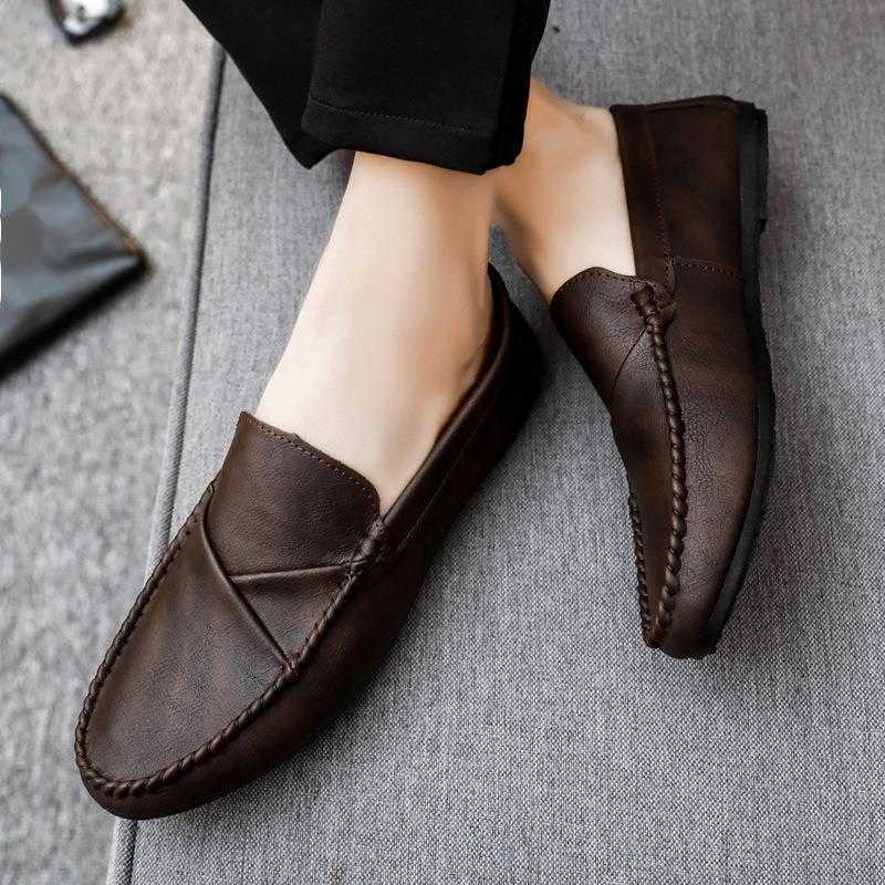 CMM Summer Mens Loafers Mens Leather Shoes Casual Trend Korean Version British Shoes New Summer Soft Soled Lazy Shoes