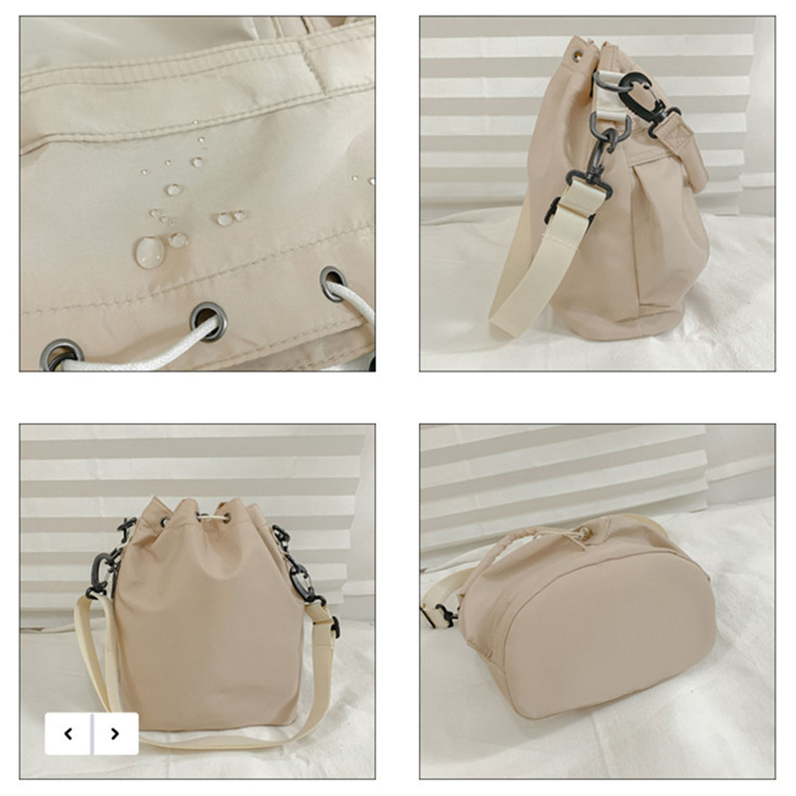 Fashion Women Handbags Waterproof Nylon Shoulder Bags Large Capacity Crossbody Bags for Women Portable Drawstring Bucket Bag
