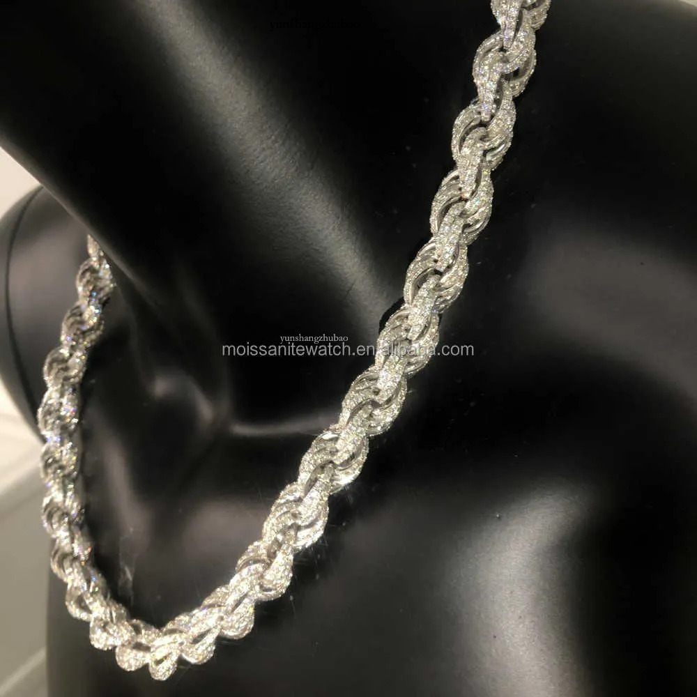 Twisted Moissanite S 10k 14k Solid Gold Hip Hop Men Jewelry Cuban Necklace Iced Out Vvs Dia Rope Chain