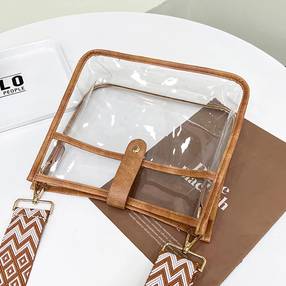 Transparent PVC transparent sling shoulder cross body bag sports stadium approved womens handbag transparent wallet concert sports event 241107