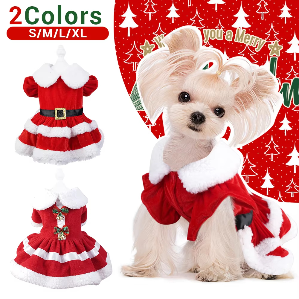 Dresses For Small Dogs Clothes Winter Warm Skirt Christmas Cosplay Cat Pet Dog Fancy Princess Puppy Dress