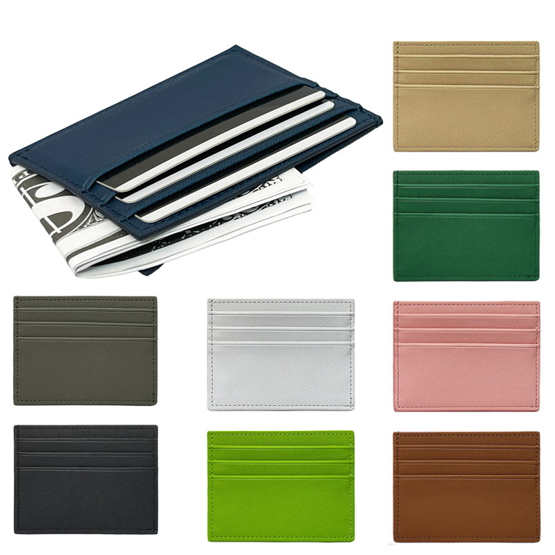 Pu Leather Card Holder for Women Men Simple Slim Wallet Name Id Credit Card Purse Card Case Purse Wedding Gift
