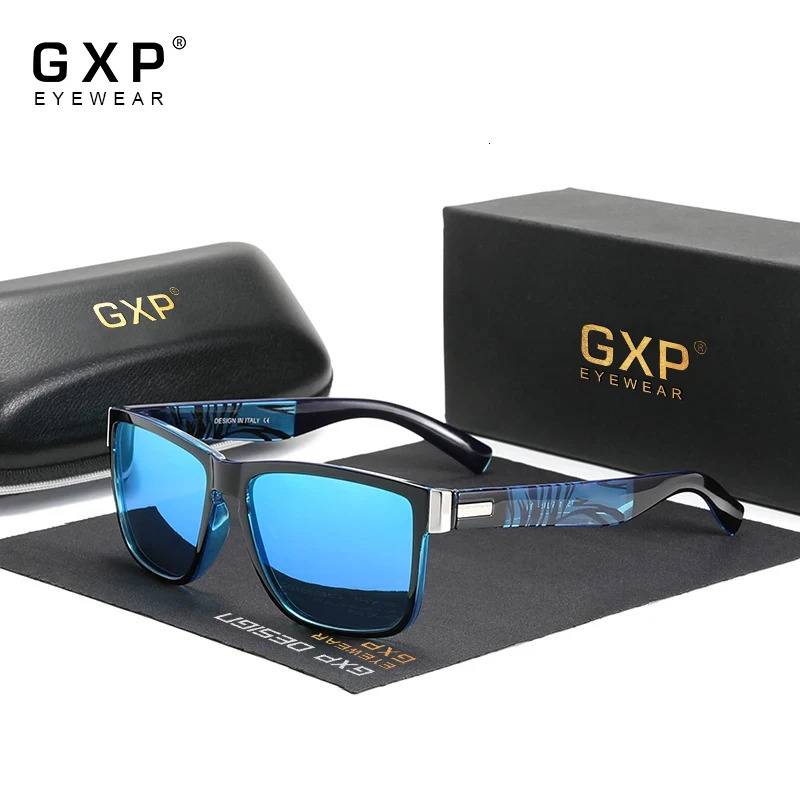 GXP square retro polarized UV400 mens sunglasses with carbon fiber pattern outdoor womens zebra stripe frame glasses 241106