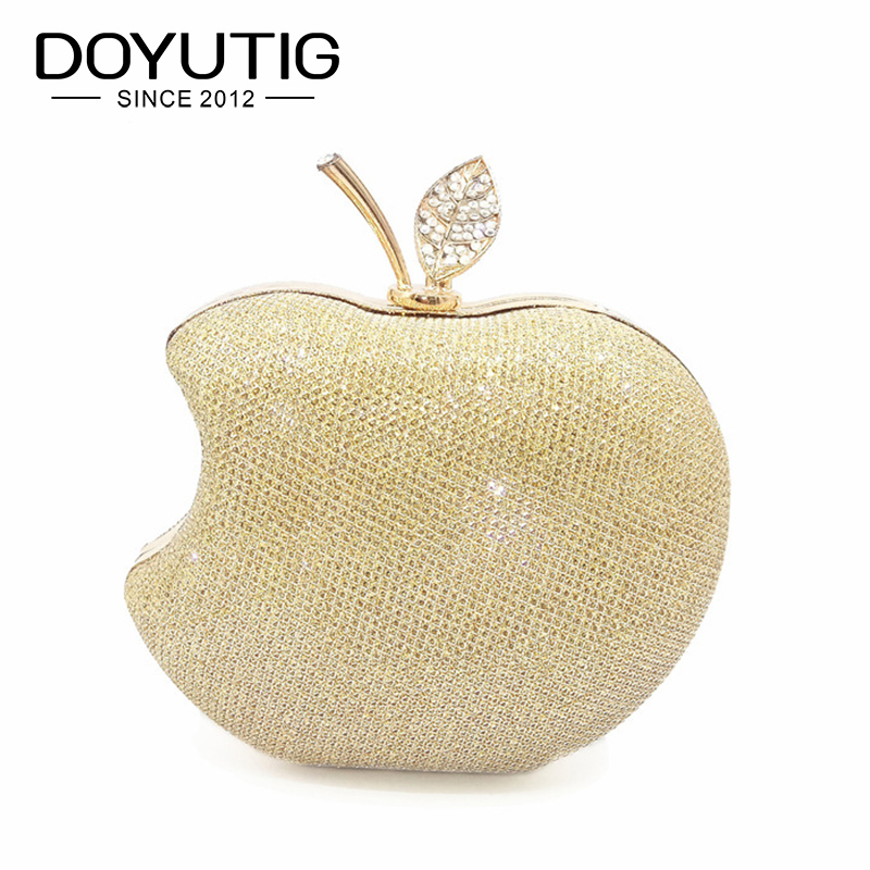DOYUTIG Women's Crystal Apple Shape Evening Bag Female Luxury Clutch Bags Wedding Diamond Beaded Bag Rhinestone Party Bags A176