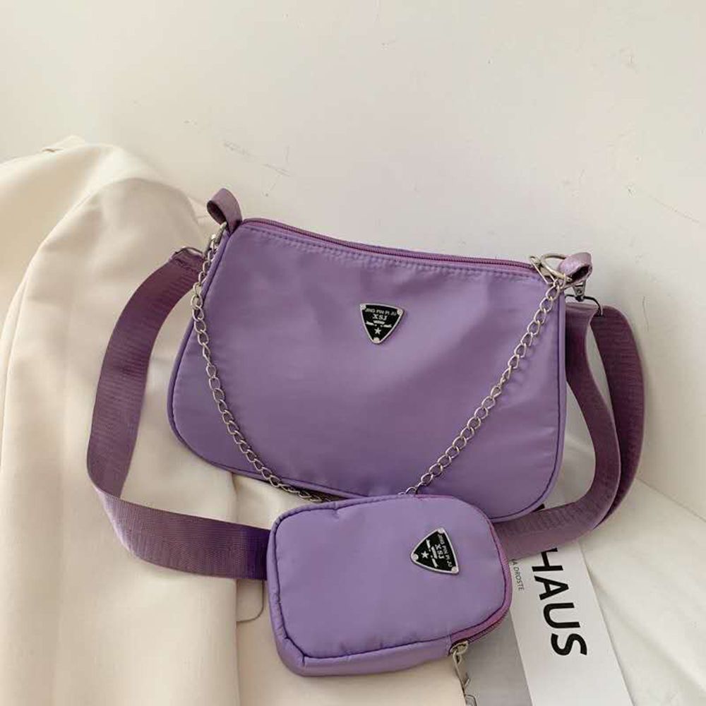 2in1 Sling Bag Simple Black Causal Handbag Set Shoulder Handbags Crossbody Bags Solid Color Trend Hand Bags Woman Female Bag