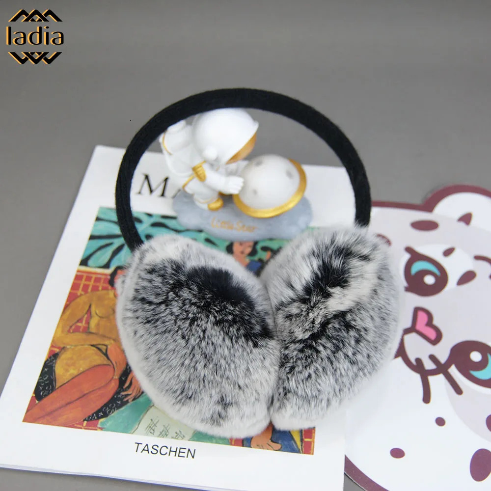 Winter natural 100% real Rex rabbit fur earmuffs for womens outdoor warm hair accessories 241107