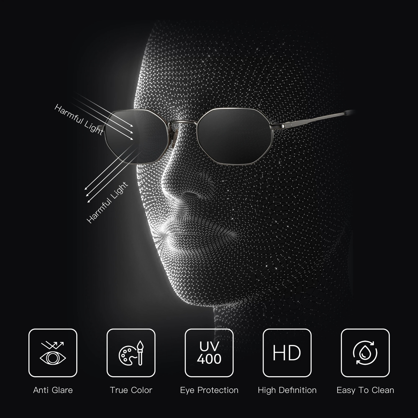 ZENOTTIC Retro Small Polygon Polarized Sunglasses Womens Metal UV400 Sunglasses Mens Anti UV400 Goggles 241106