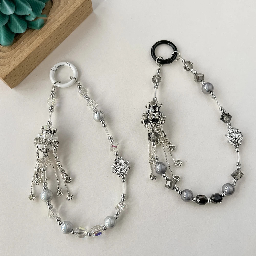 Gothic Tassels Crystal Nepal Bead Bag Pendant Keychain Phone Case Rope Anti Loss Phone Hanging Rope Jewelry Accessories 241107