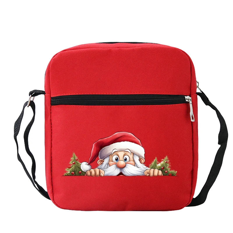 Cartoon Christmas Elk Deer Messenger Bags for Women Casual Fashion Zipper Small Crossbody Xmas Gift Teenager Mini Phone Bag 241106