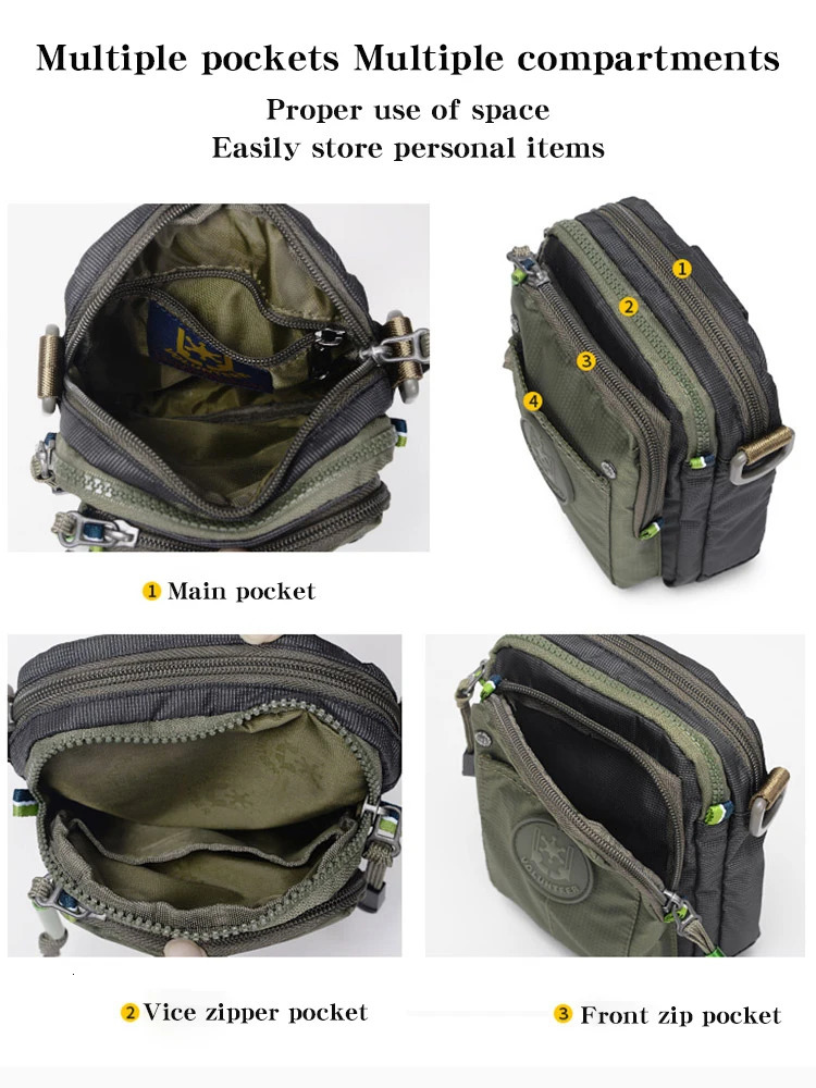 Volunteer Crossbody Bags for Men Fashion Waterproof Phone Oxford Cloth Casual Small Messenger Mens Shoulder Sling Bag 165211 241106