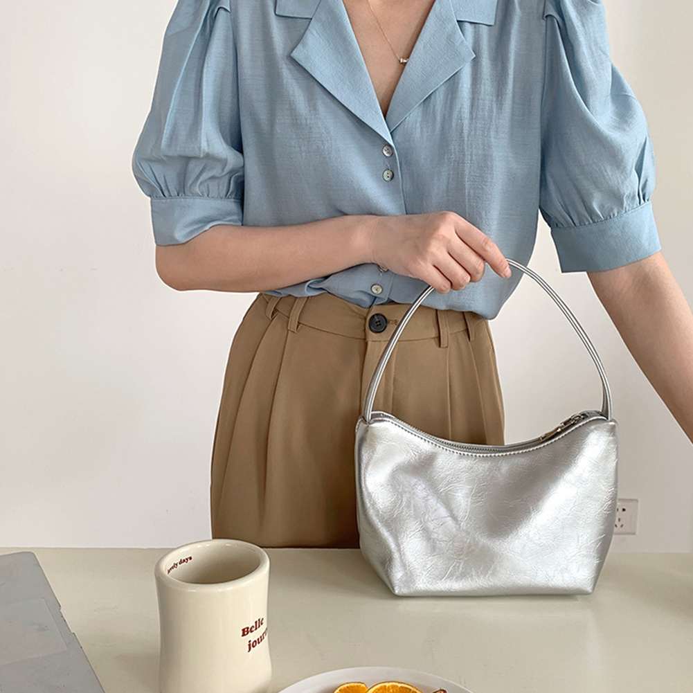 Women Fashion Shoulder Bag Large Capacity PU Underarm Bag Stylish Handbags Solid Color Clutch Purse Trendy Shopping Bag