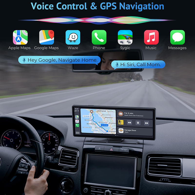 10.26" Wireless CarPlay Screen for Car,Wireless Apple CarPlay & Android Auto,Portable Car Stereo with GPS Navigation, Mirror Link for All Vehicle