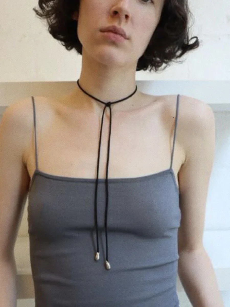 Black rope necklace suitable for women adjustable length necklace Korean fashion jewelry minimalist 241107