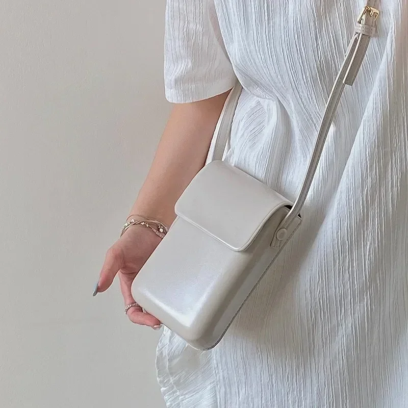 New Flap Crossbody Bags Women Mini PU Leather Shoulder Purses and Handbags for Girls Ladies Phone Simple Solid Designer Bag