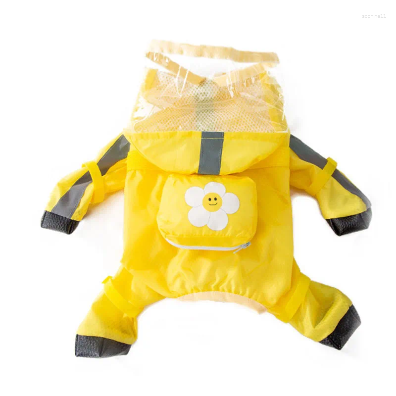 Dog Four-Legged Raincoat with Water Resistant Shoes & Reflective Trim for Outdoor Protection