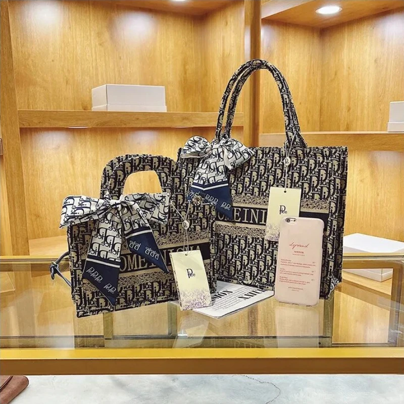 Women's Tote Bags Fashion Large Capacity Versatile Crossbody Handbags Underarm Bag Vintage Canvas Embroidered Shopping Bag